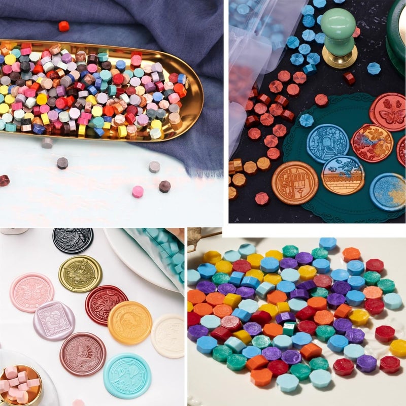 Atopbb Lumin Green 300 Pcs Wax Seal Beads, Sealing Wax Beads, Refilling Octagon Wax Sealing Beads for Wax Stamp Sealing, Perfect for Wedding Invitations, Christmas Cards, Envelopes (Lumin Green) - Image 4